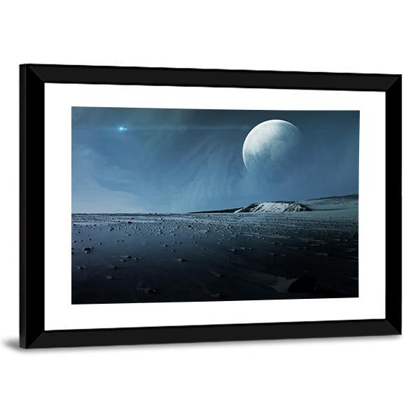 View Of Pluto From Charon Canvas Wall Art-3 Horizontal-Gallery Wrap-25" x 16"-Tiaracle