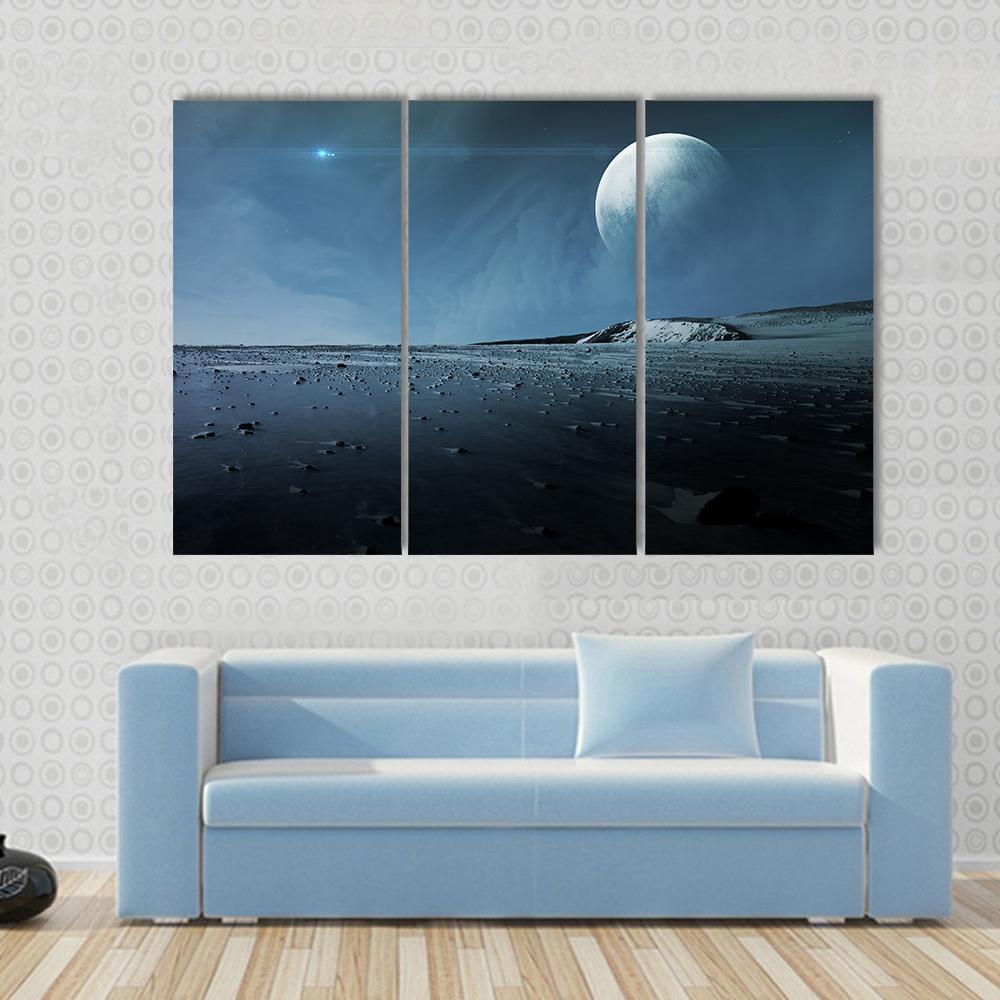 View Of Pluto From Charon Canvas Wall Art-3 Horizontal-Gallery Wrap-37" x 24"-Tiaracle