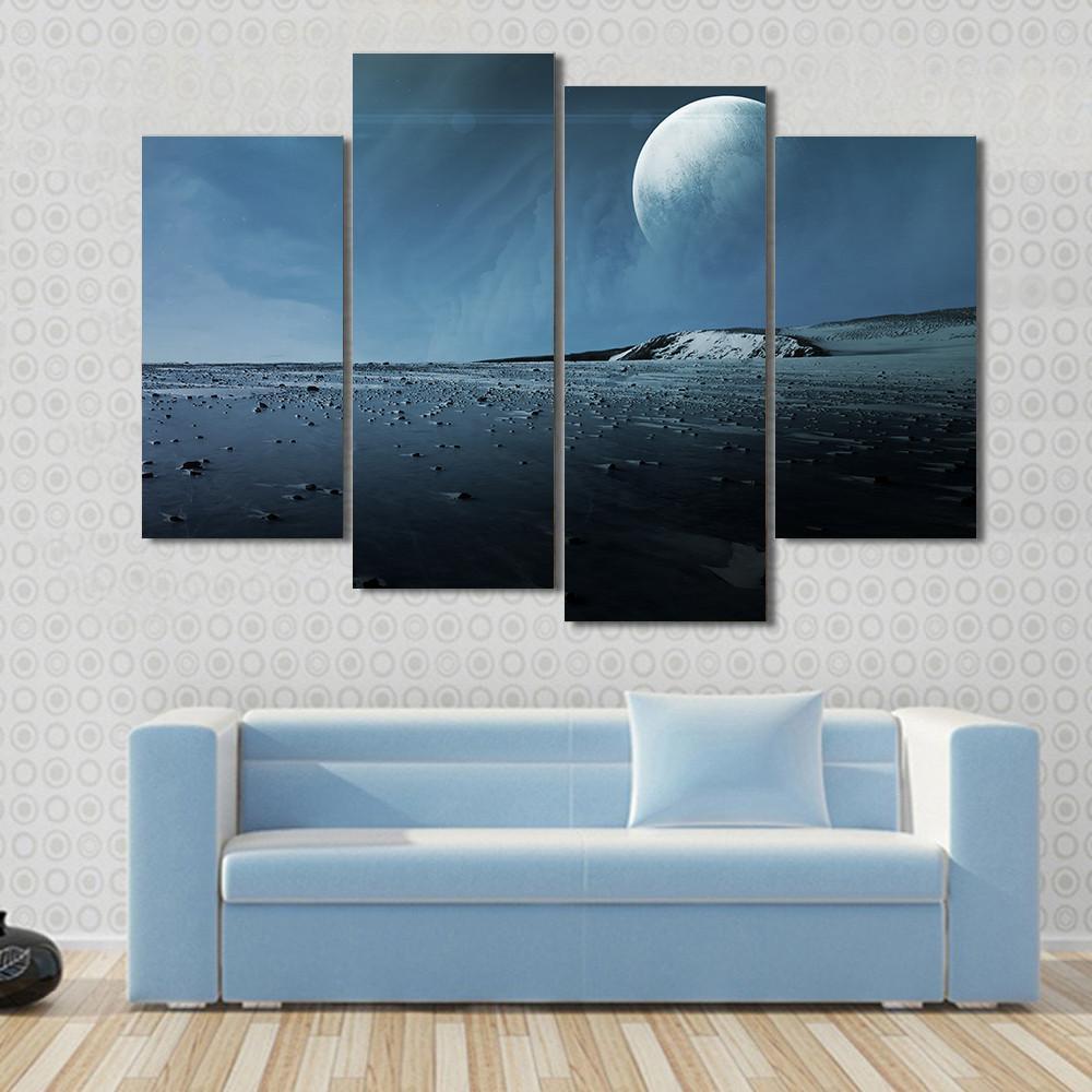 View Of Pluto From Charon Canvas Wall Art-4 Pop-Gallery Wrap-50" x 32"-Tiaracle