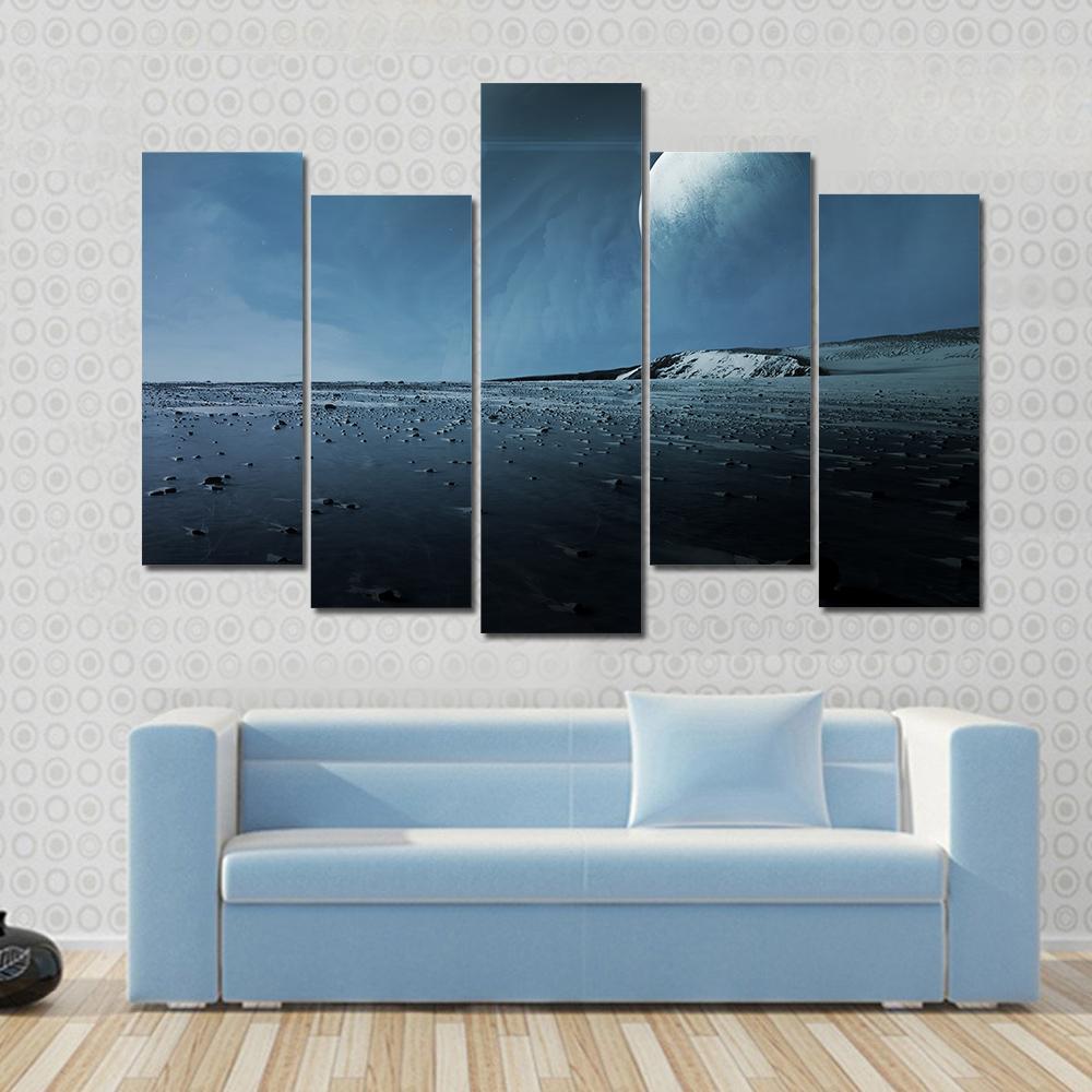 View Of Pluto From Charon Canvas Wall Art-5 Pop-Gallery Wrap-47" x 32"-Tiaracle