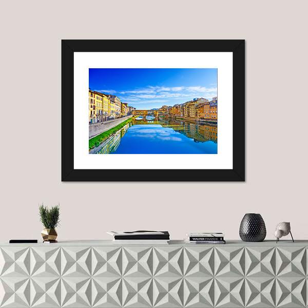 View Of Ponte Vecchio Florence Canvas Wall Art-1 Piece-Framed Print-20" x 16"-Tiaracle