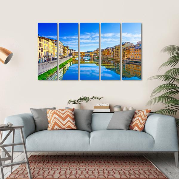 View Of Ponte Vecchio Florence Canvas Wall Art-5 Horizontal-Gallery Wrap-22" x 12"-Tiaracle