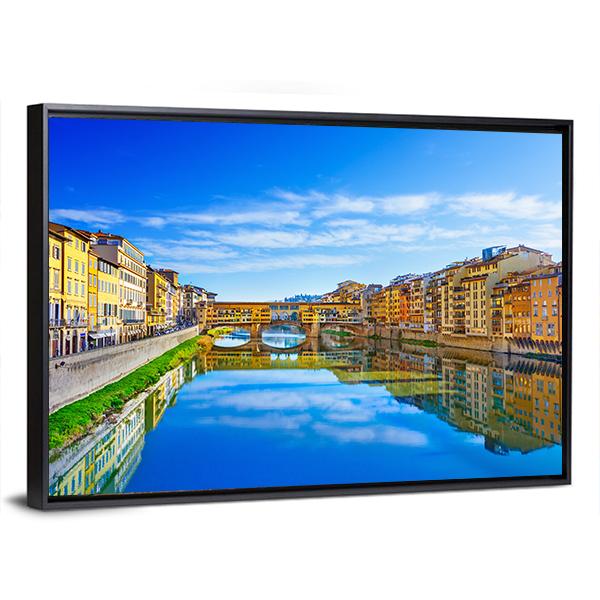 View Of Ponte Vecchio Florence Canvas Wall Art-3 Horizontal-Gallery Wrap-25" x 16"-Tiaracle