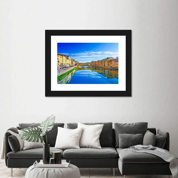 View Of Ponte Vecchio Florence Canvas Wall Art-5 Horizontal-Gallery Wrap-22" x 12"-Tiaracle
