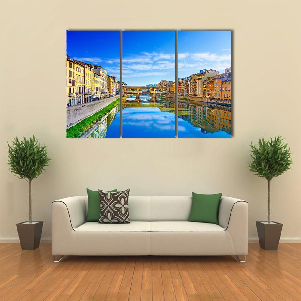 View Of Ponte Vecchio Florence Canvas Wall Art-3 Horizontal-Gallery Wrap-37" x 24"-Tiaracle