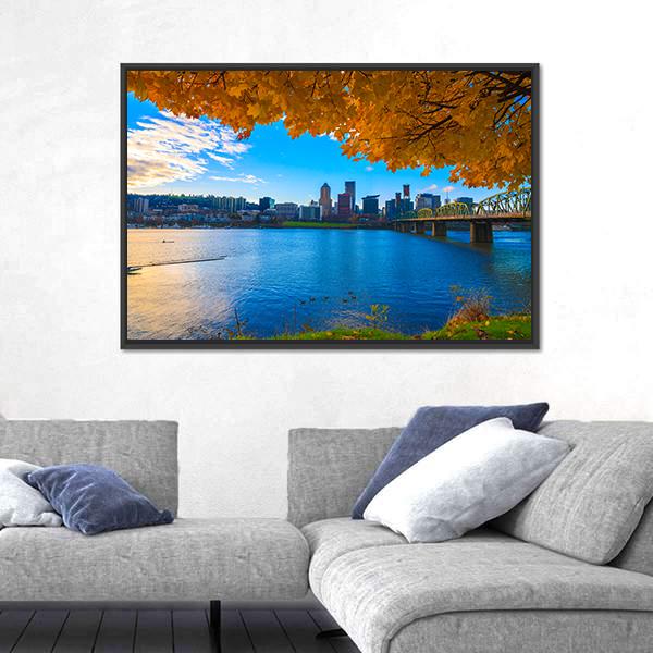 View Of Portland Canvas Wall Art-5 Horizontal-Gallery Wrap-22" x 12"-Tiaracle