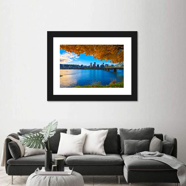 View Of Portland Canvas Wall Art-5 Horizontal-Gallery Wrap-22" x 12"-Tiaracle