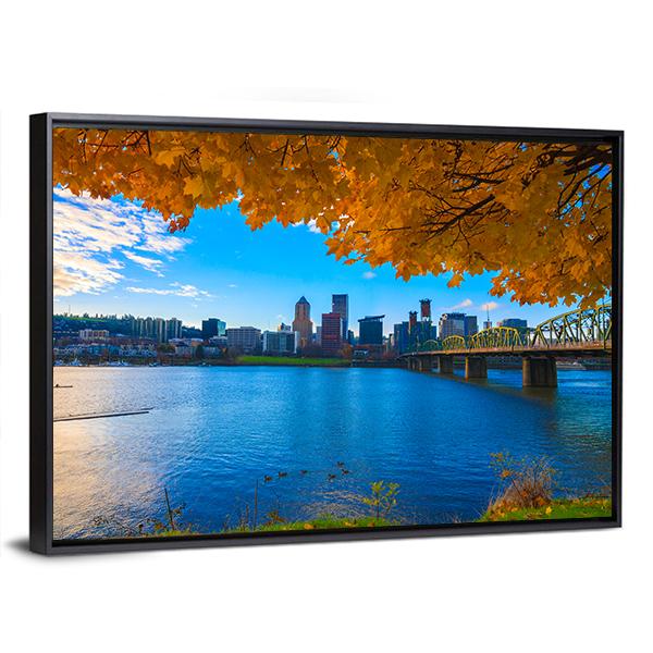 View Of Portland Canvas Wall Art-5 Horizontal-Gallery Wrap-22" x 12"-Tiaracle
