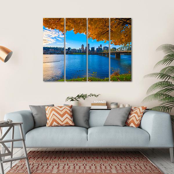 View Of Portland Canvas Wall Art-4 Horizontal-Gallery Wrap-34" x 24"-Tiaracle