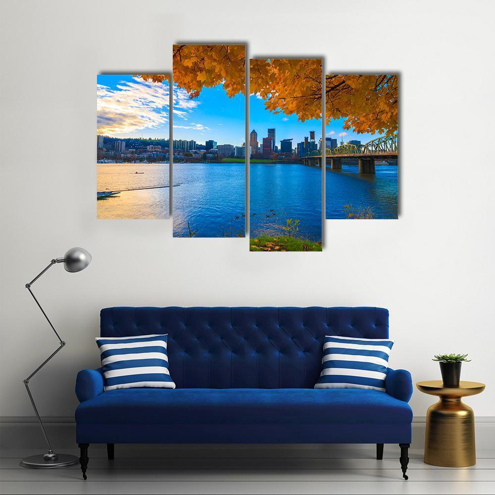 View Of Portland Canvas Wall Art-4 Pop-Gallery Wrap-50" x 32"-Tiaracle