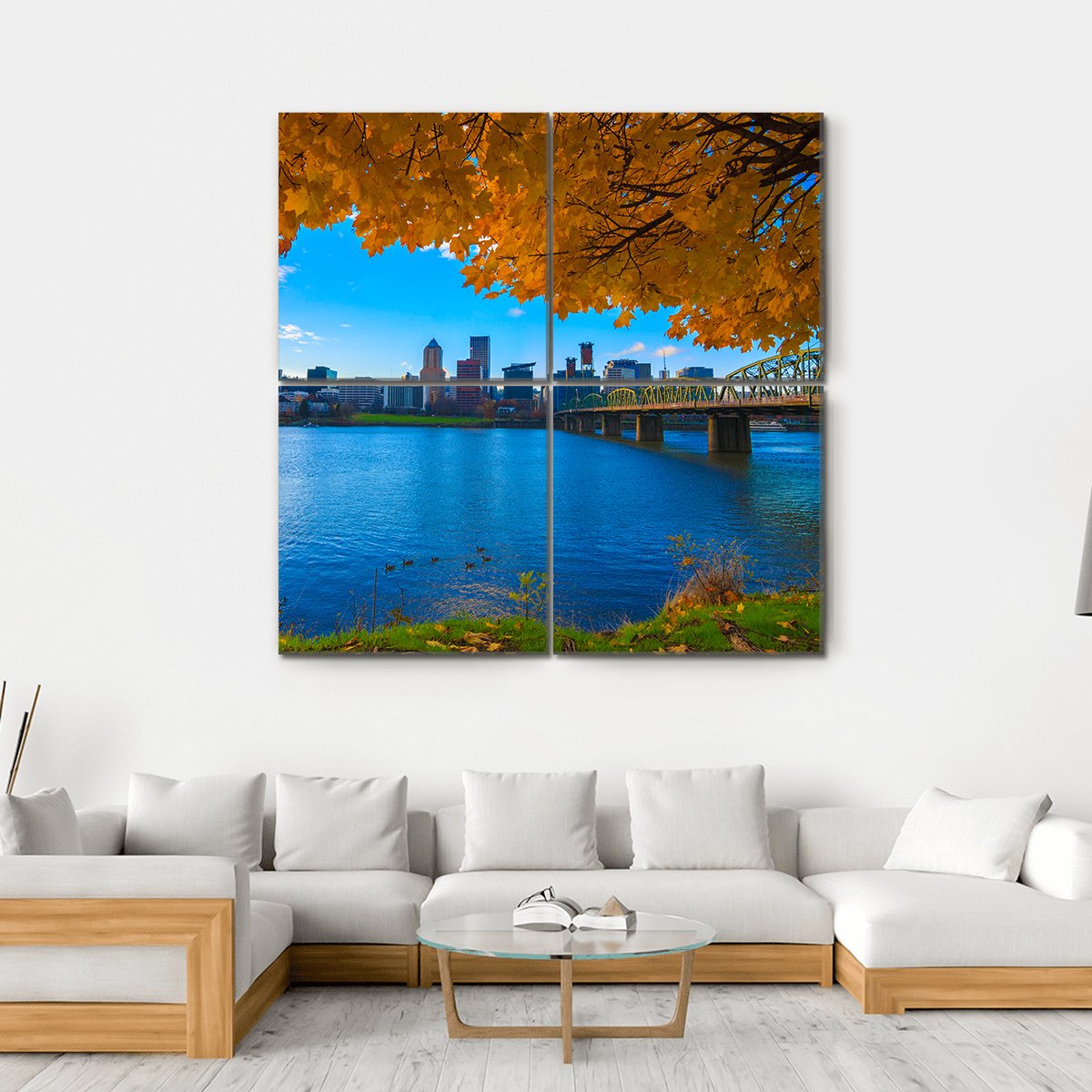 View Of Portland Canvas Wall Art-4 Square-Gallery Wrap-17" x 17"-Tiaracle