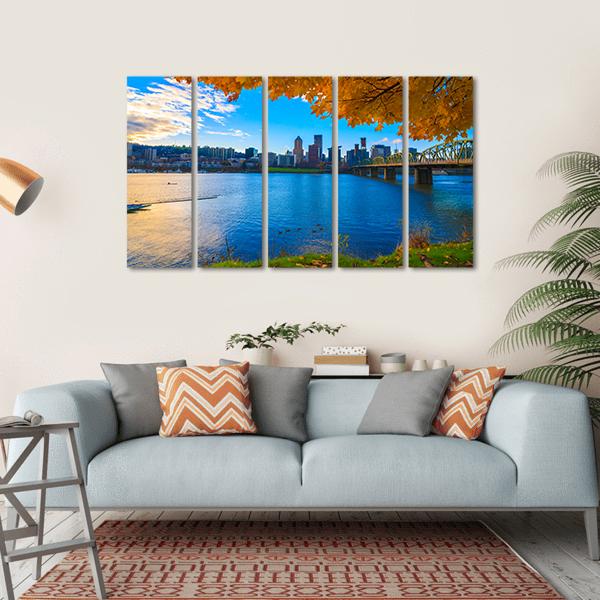 View Of Portland Canvas Wall Art-5 Horizontal-Gallery Wrap-22" x 12"-Tiaracle