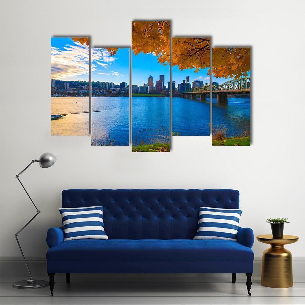 View Of Portland Canvas Wall Art-5 Pop-Gallery Wrap-47" x 32"-Tiaracle