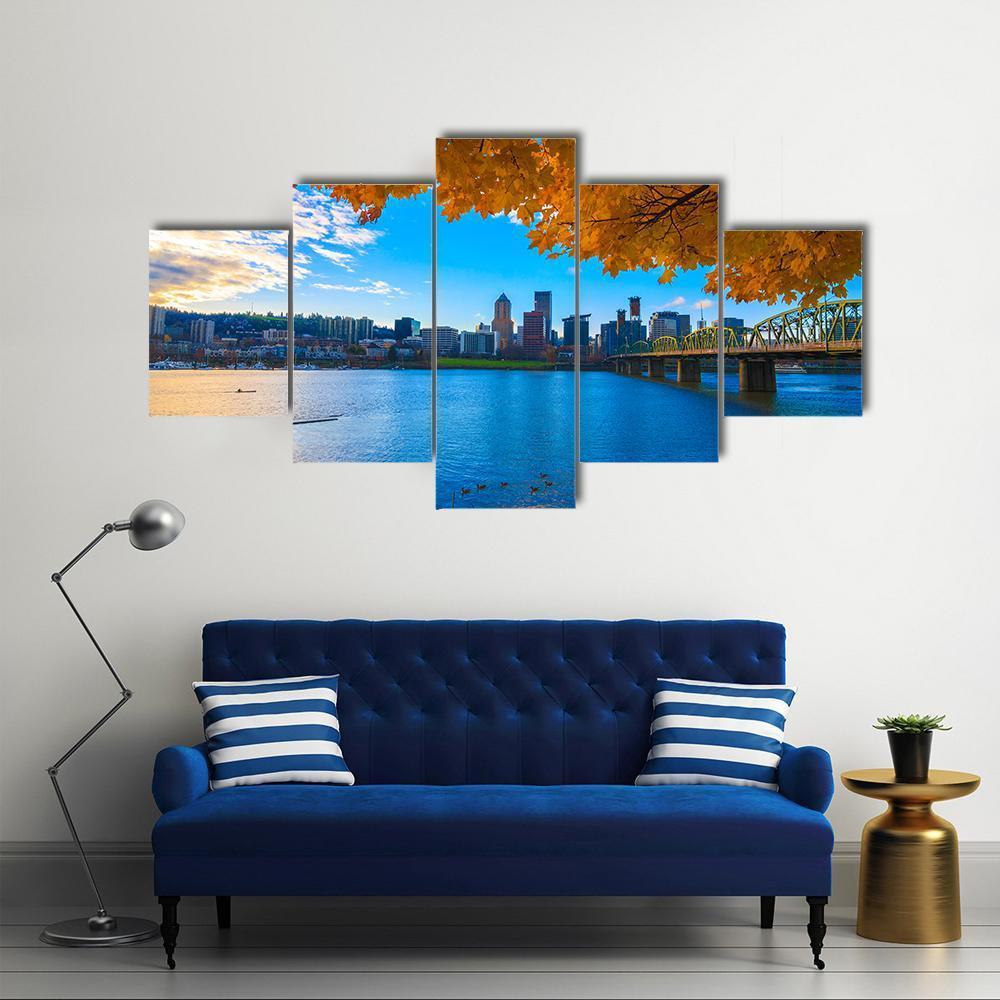 View Of Portland Canvas Wall Art-5 Star-Gallery Wrap-62" x 32"-Tiaracle