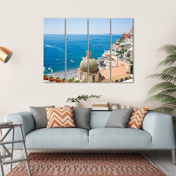 View Of Positano Canvas Wall Art-4 Horizontal-Gallery Wrap-34" x 24"-Tiaracle