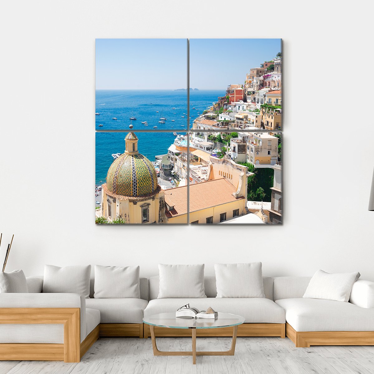 View Of Positano Canvas Wall Art-4 Square-Gallery Wrap-17" x 17"-Tiaracle