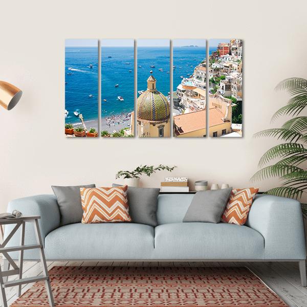 View Of Positano Canvas Wall Art-5 Horizontal-Gallery Wrap-22" x 12"-Tiaracle