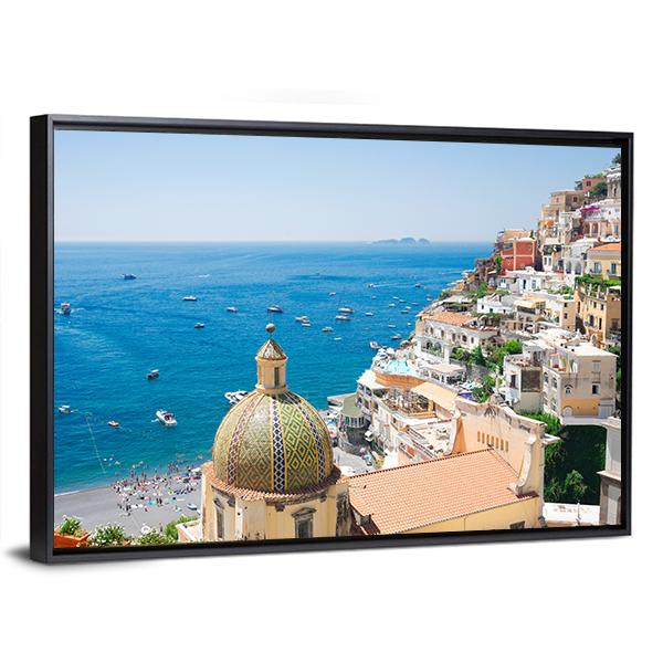 View Of Positano Canvas Wall Art-3 Horizontal-Gallery Wrap-25" x 16"-Tiaracle