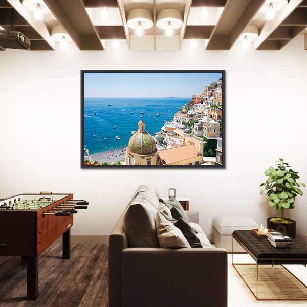 View Of Positano Canvas Wall Art-3 Horizontal-Gallery Wrap-25" x 16"-Tiaracle