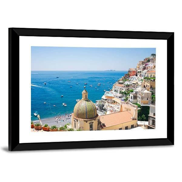 View Of Positano Canvas Wall Art-3 Horizontal-Gallery Wrap-25" x 16"-Tiaracle