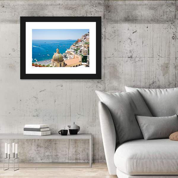 View Of Positano Canvas Wall Art-5 Horizontal-Gallery Wrap-22" x 12"-Tiaracle