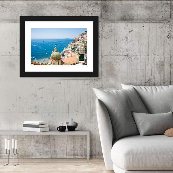 View Of Positano Canvas Wall Art-3 Horizontal-Gallery Wrap-25" x 16"-Tiaracle