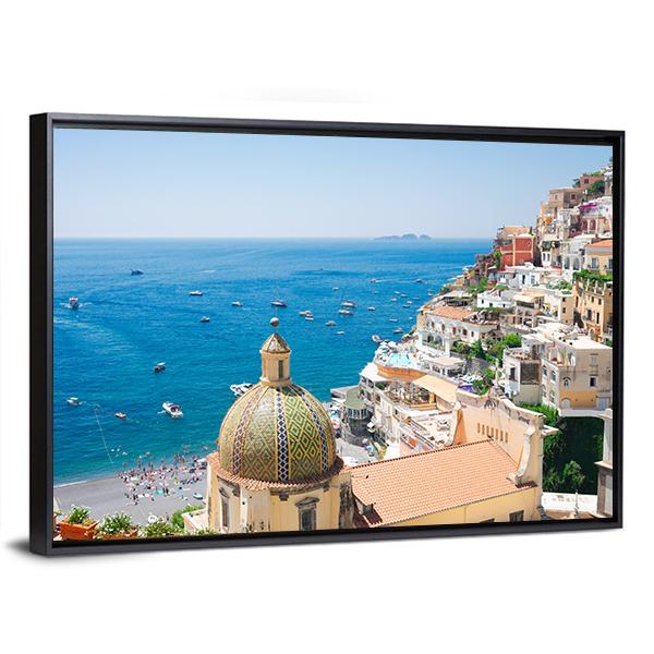 View Of Positano Canvas Wall Art-5 Horizontal-Gallery Wrap-22" x 12"-Tiaracle
