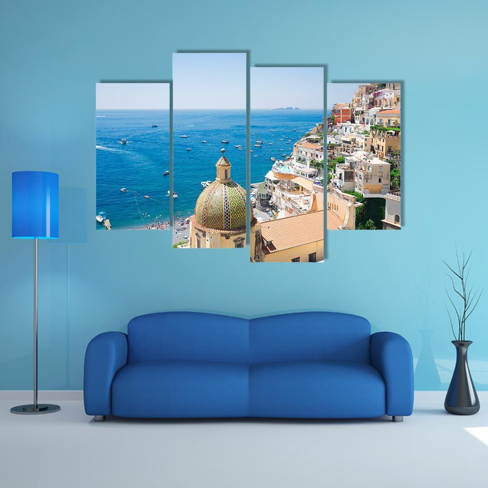 View Of Positano Canvas Wall Art-4 Pop-Gallery Wrap-50" x 32"-Tiaracle