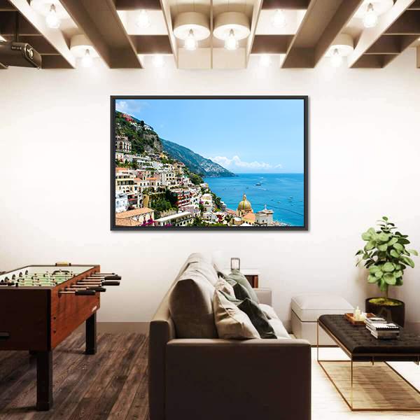 View Of Positano Town On The Amalfi Coast Canvas Wall Art-5 Horizontal-Gallery Wrap-22" x 12"-Tiaracle