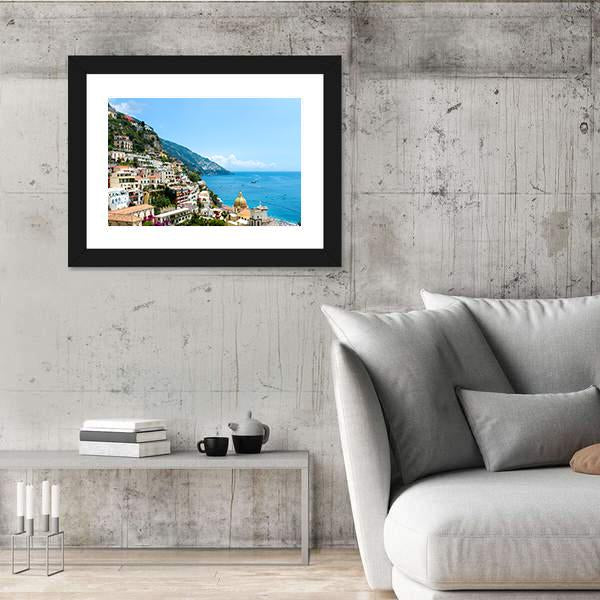 View Of Positano Town On The Amalfi Coast Canvas Wall Art-5 Horizontal-Gallery Wrap-22" x 12"-Tiaracle