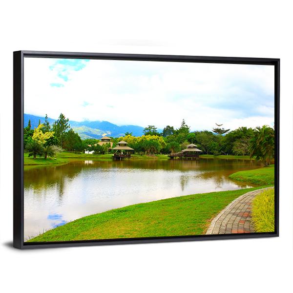 View Of Public Lake Garden In Malaysia Canvas Wall Art-3 Horizontal-Gallery Wrap-25" x 16"-Tiaracle