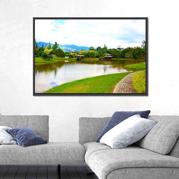 View Of Public Lake Garden In Malaysia Canvas Wall Art-3 Horizontal-Gallery Wrap-25" x 16"-Tiaracle