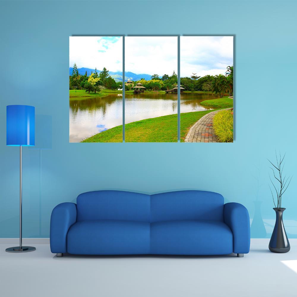 View Of Public Lake Garden In Malaysia Canvas Wall Art-3 Horizontal-Gallery Wrap-37" x 24"-Tiaracle