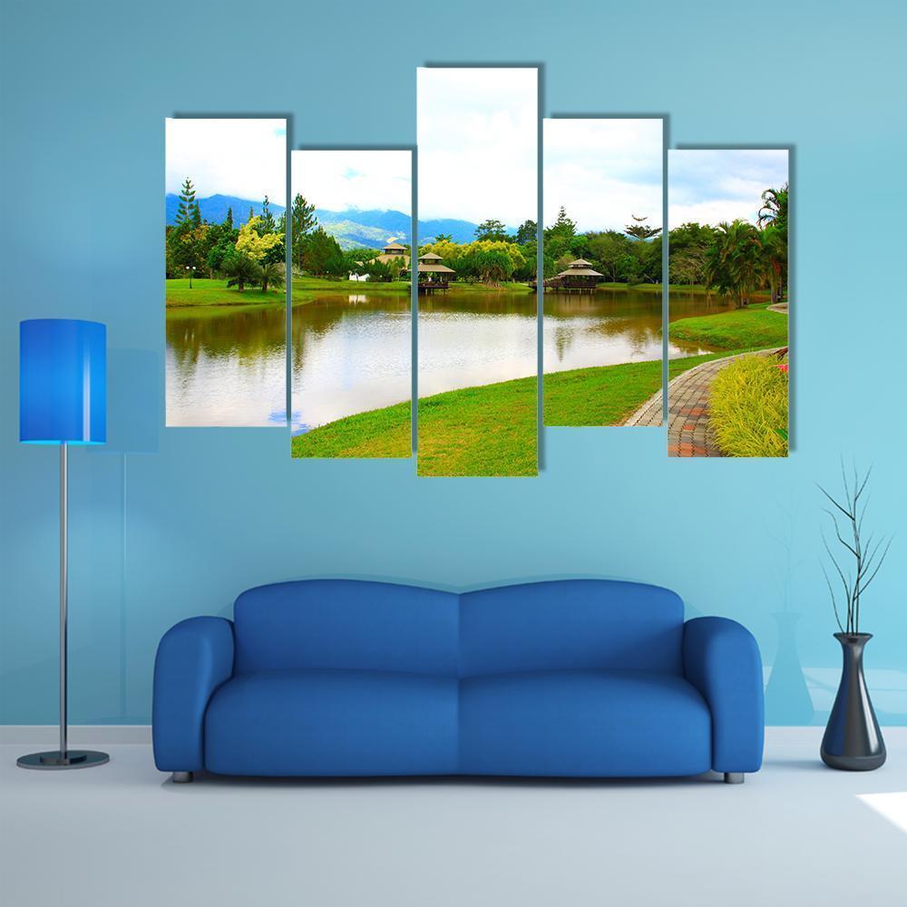 View Of Public Lake Garden In Malaysia Canvas Wall Art-5 Pop-Gallery Wrap-47" x 32"-Tiaracle