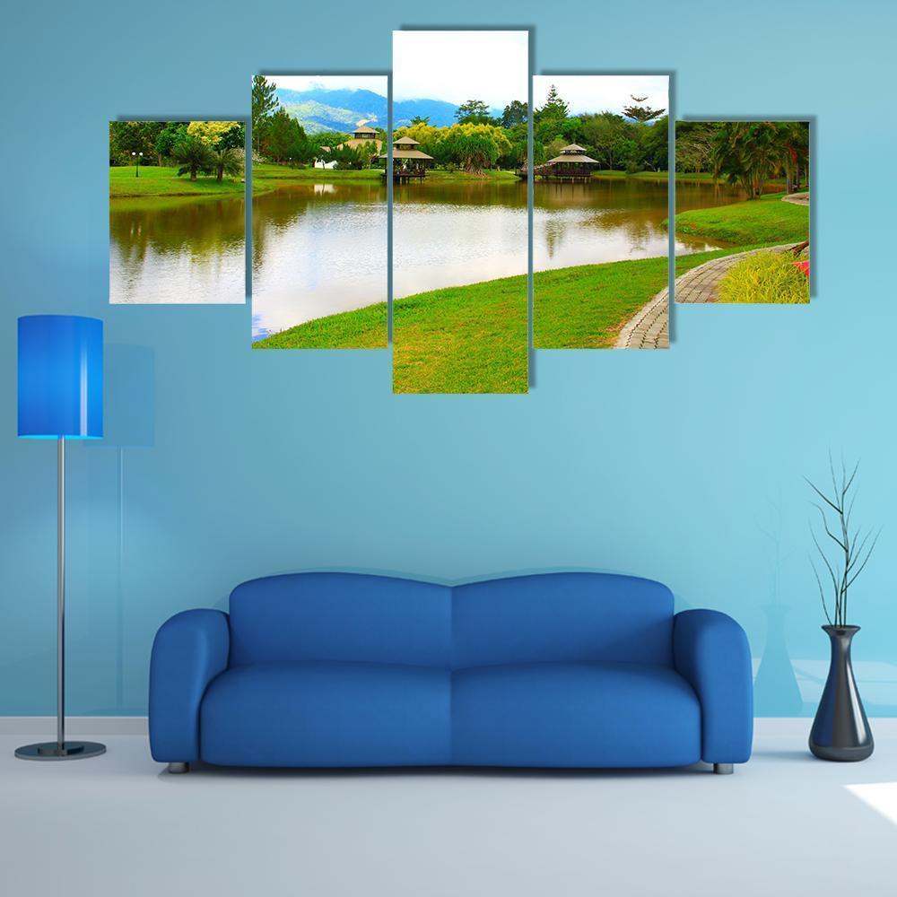 View Of Public Lake Garden In Malaysia Canvas Wall Art-5 Star-Gallery Wrap-62" x 32"-Tiaracle