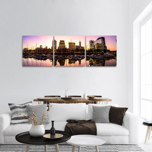 Neighbourhood Of Puerto Madero Panoramic Canvas Wall Art-3 Piece-25" x 08"-Tiaracle