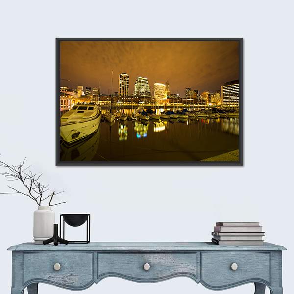 View Of Puerto Madero In Buenos Aires Canvas Wall Art-1 Piece-Floating Frame-24" x 16"-Tiaracle