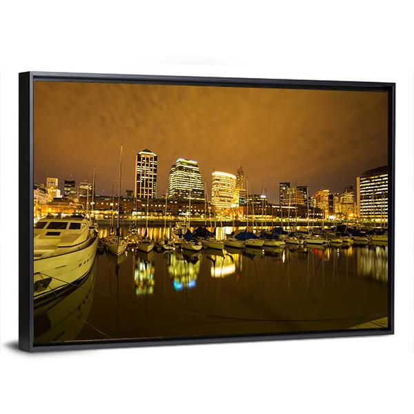 View Of Puerto Madero In Buenos Aires Canvas Wall Art-3 Horizontal-Gallery Wrap-25" x 16"-Tiaracle