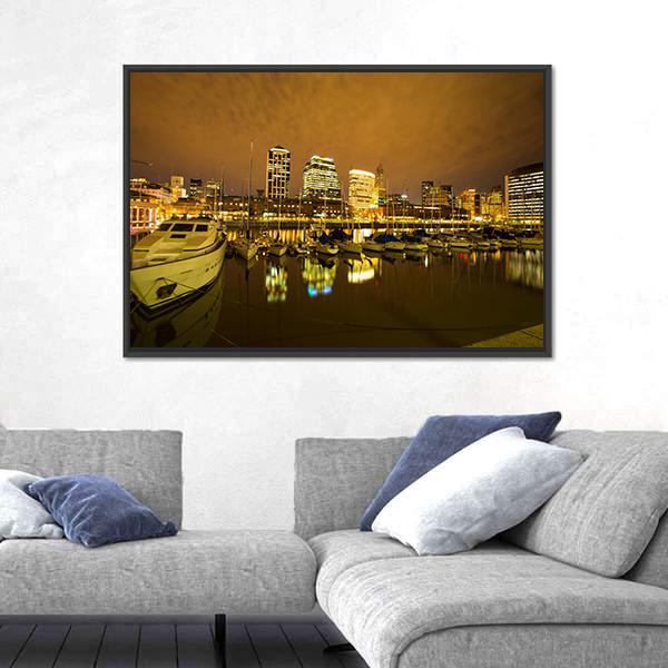 View Of Puerto Madero In Buenos Aires Canvas Wall Art-3 Horizontal-Gallery Wrap-25" x 16"-Tiaracle