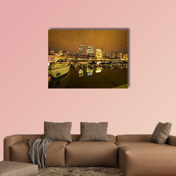View Of Puerto Madero In Buenos Aires Canvas Wall Art-1 Piece-Gallery Wrap-48" x 32"-Tiaracle
