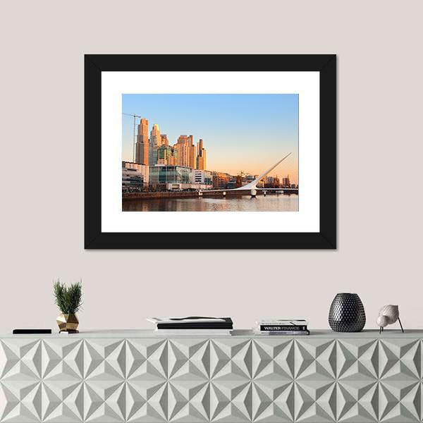 View Of Puerto Madero In Day Light Canvas Wall Art-1 Piece-Framed Print-20" x 16"-Tiaracle