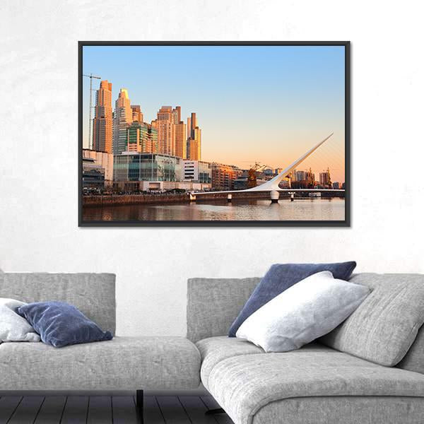 View Of Puerto Madero In Day Light Canvas Wall Art-3 Horizontal-Gallery Wrap-25" x 16"-Tiaracle