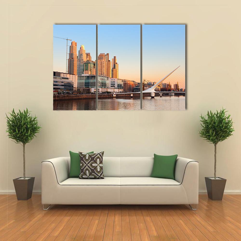 View Of Puerto Madero In Day Light Canvas Wall Art-3 Horizontal-Gallery Wrap-37" x 24"-Tiaracle