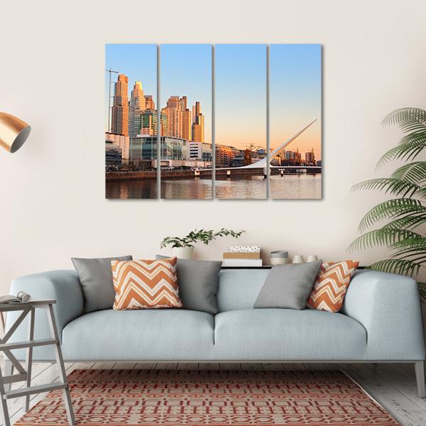 View Of Puerto Madero In Day Light Canvas Wall Art-4 Horizontal-Gallery Wrap-34" x 24"-Tiaracle