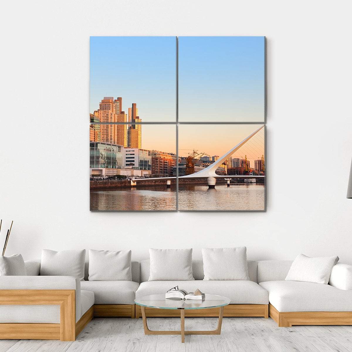 View Of Puerto Madero In Day Light Canvas Wall Art-4 Square-Gallery Wrap-17" x 17"-Tiaracle