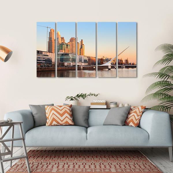 View Of Puerto Madero In Day Light Canvas Wall Art-5 Horizontal-Gallery Wrap-22" x 12"-Tiaracle