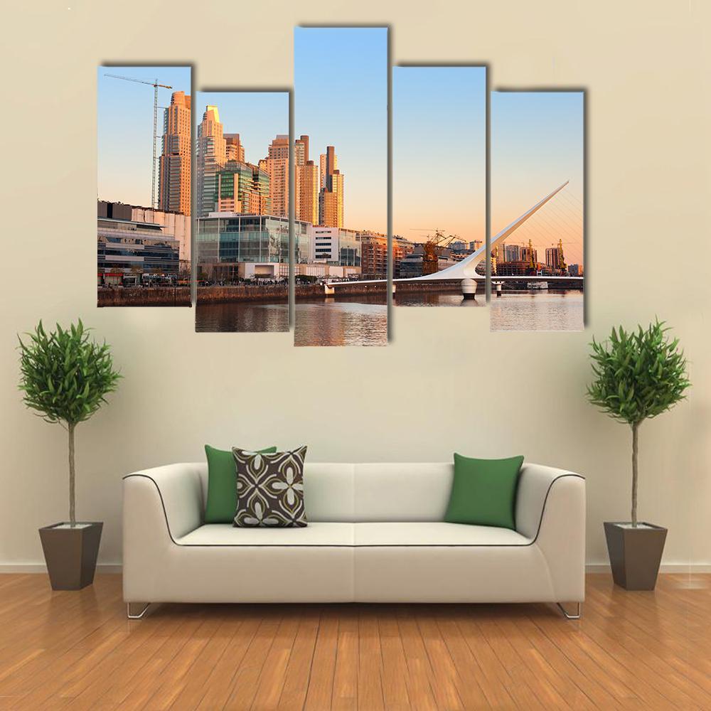 View Of Puerto Madero In Day Light Canvas Wall Art-5 Pop-Gallery Wrap-47" x 32"-Tiaracle