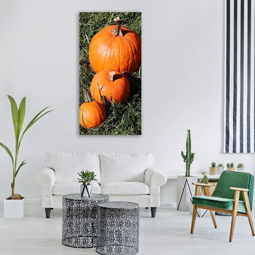 View Of Pumpkins Vertical Canvas Wall Art-1 Vertical-Gallery Wrap-12" x 24"-Tiaracle