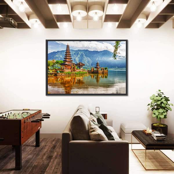 View Of Pura Ulun Danu Temple On A Lake Canvas Wall Art-3 Horizontal-Gallery Wrap-25" x 16"-Tiaracle