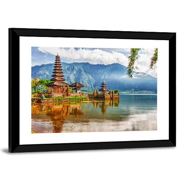 View Of Pura Ulun Danu Temple On A Lake Canvas Wall Art-3 Horizontal-Gallery Wrap-25" x 16"-Tiaracle